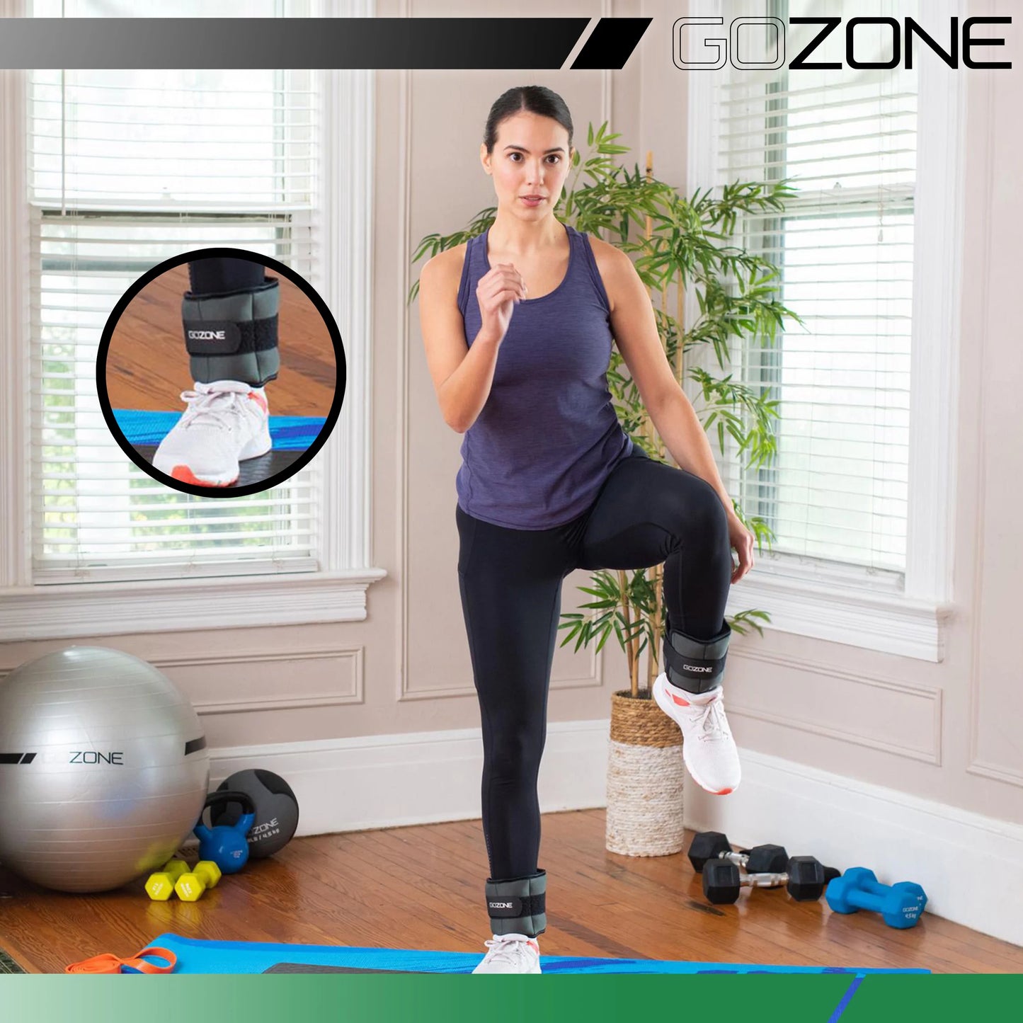 Adjustable 2 lbs Ankle or Wrist Weights for Exercise - Black