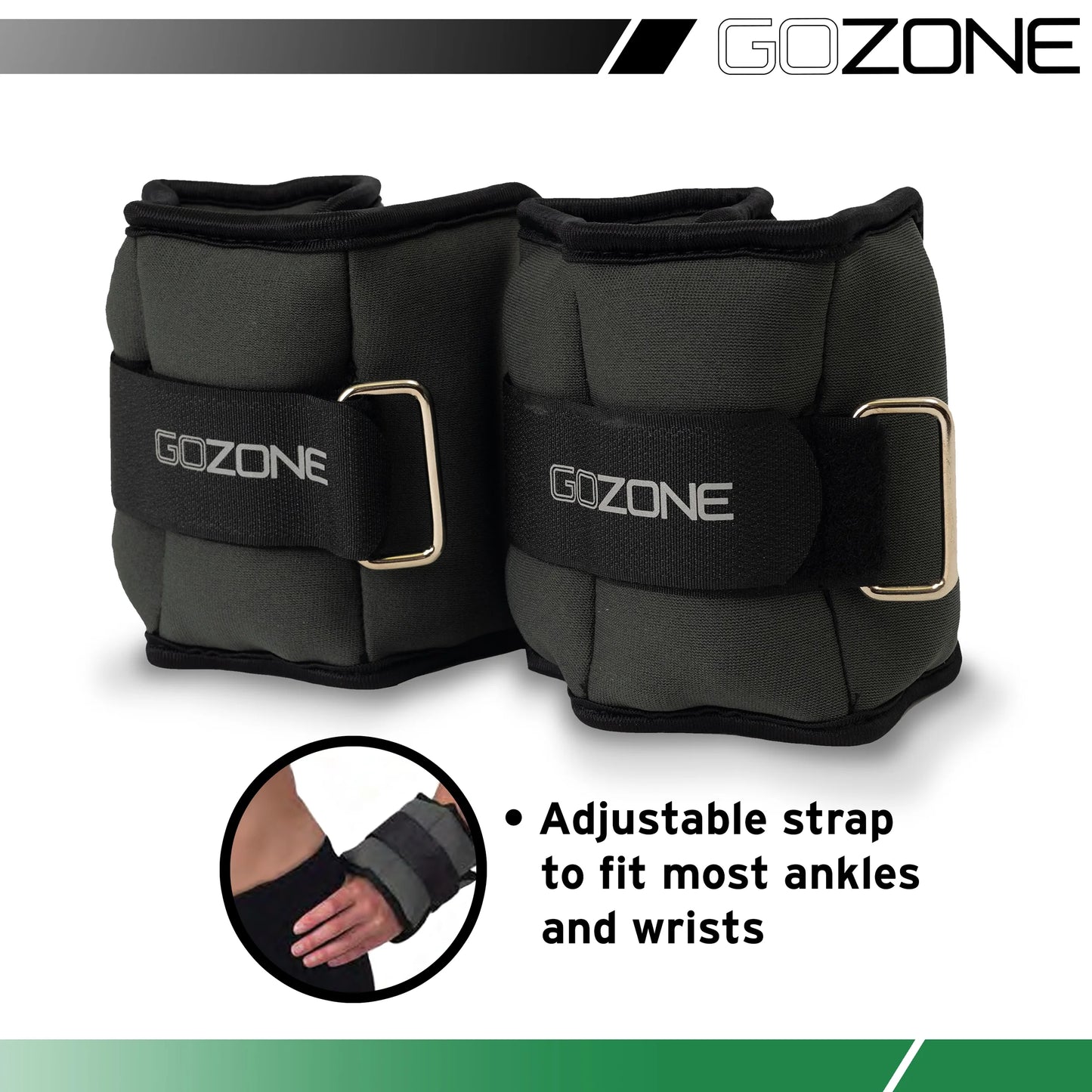 Adjustable 2 lbs Ankle or Wrist Weights for Exercise - Black
