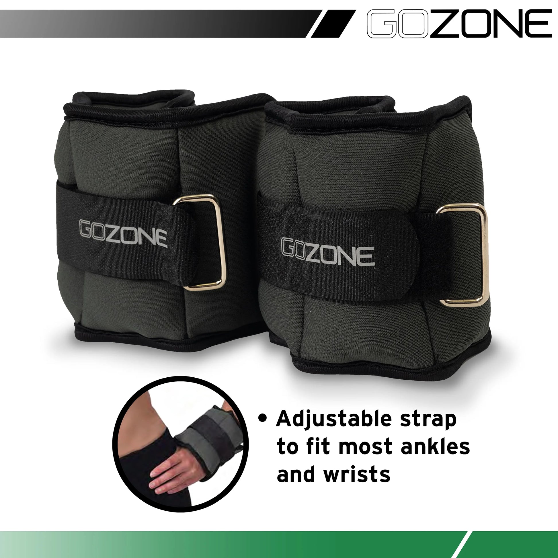 Adjustable 2 lbs Ankle or Wrist Weights for Exercise - Black