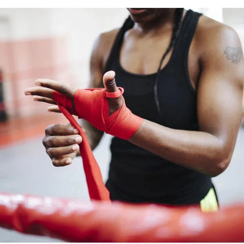 2 Rolls of 2.5M Cotton Boxing Bandages for MMA and Sanda Competition Gloves