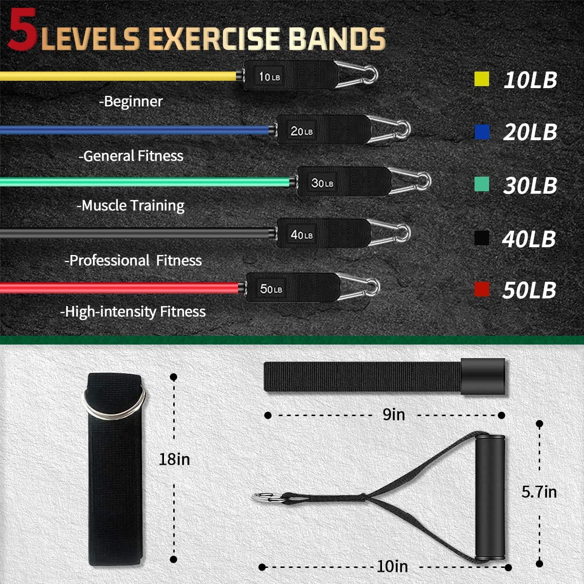 Professional Resistance Bands for Strength Training - Exercise Bands with Handles for Home Workouts for Men and Women
