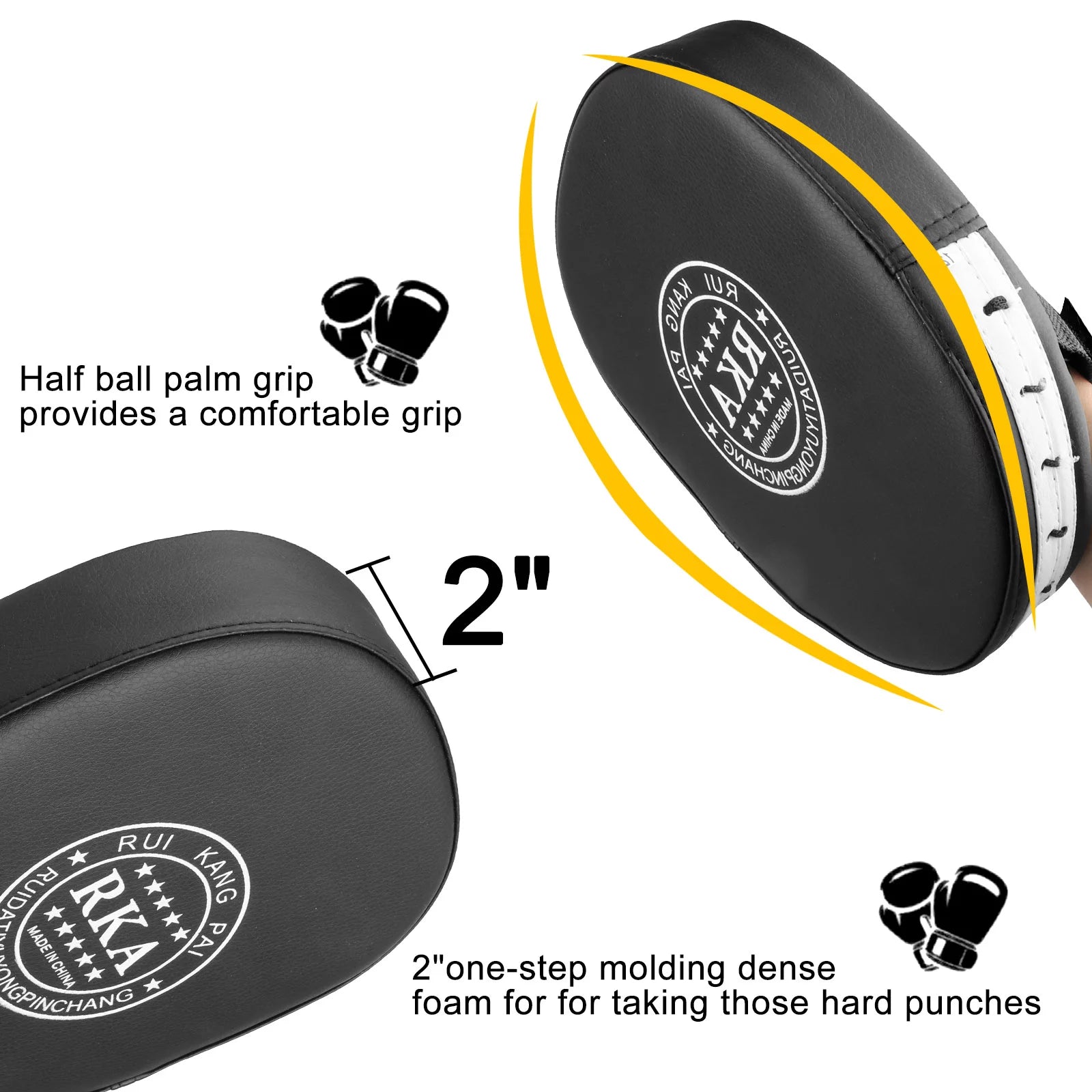 2-Piece Boxing Mitts - PU Leather MMA Punching and Kicking Training Hand Pads, Perfect for Karate, Muay Thai, and Sparring