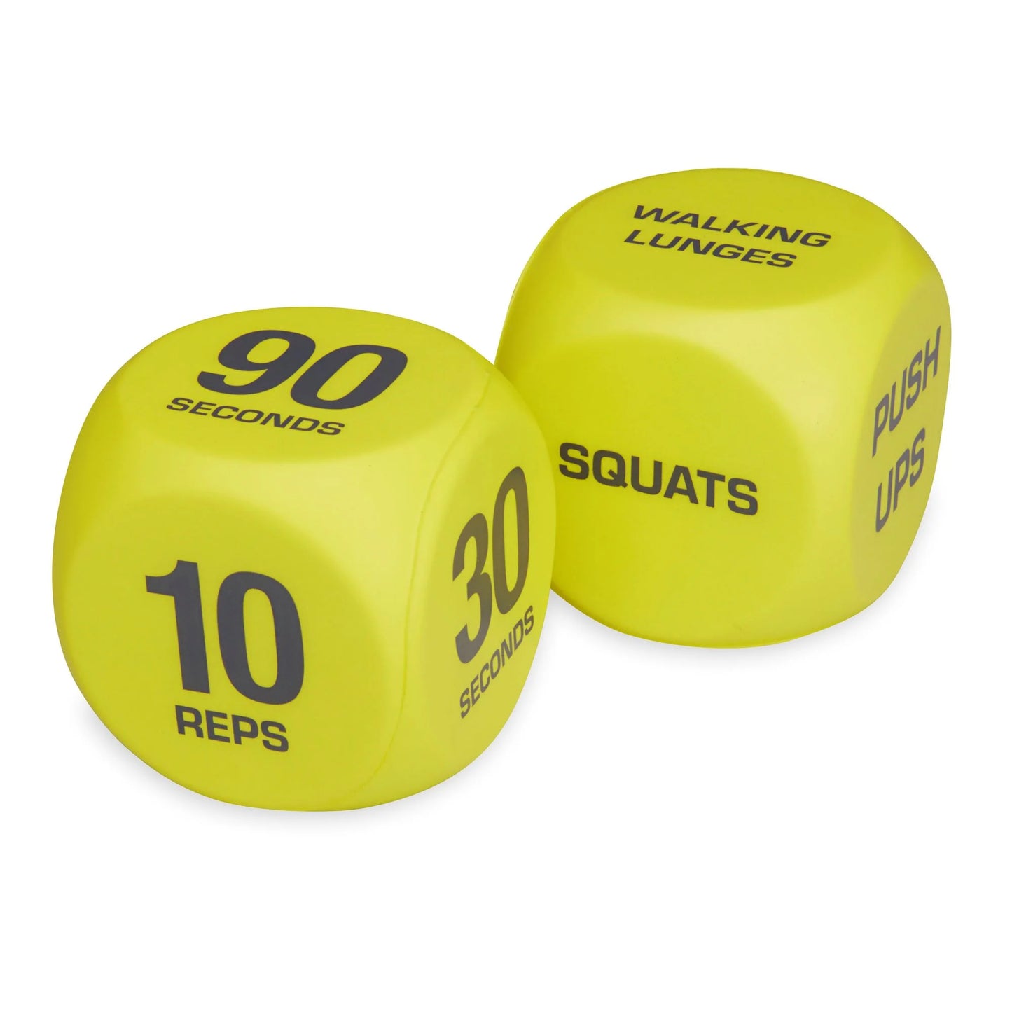 Foam 6-Sided Exercise Workout Dice, Set of 2, Yellow, Suitable for Adults Ages 18+