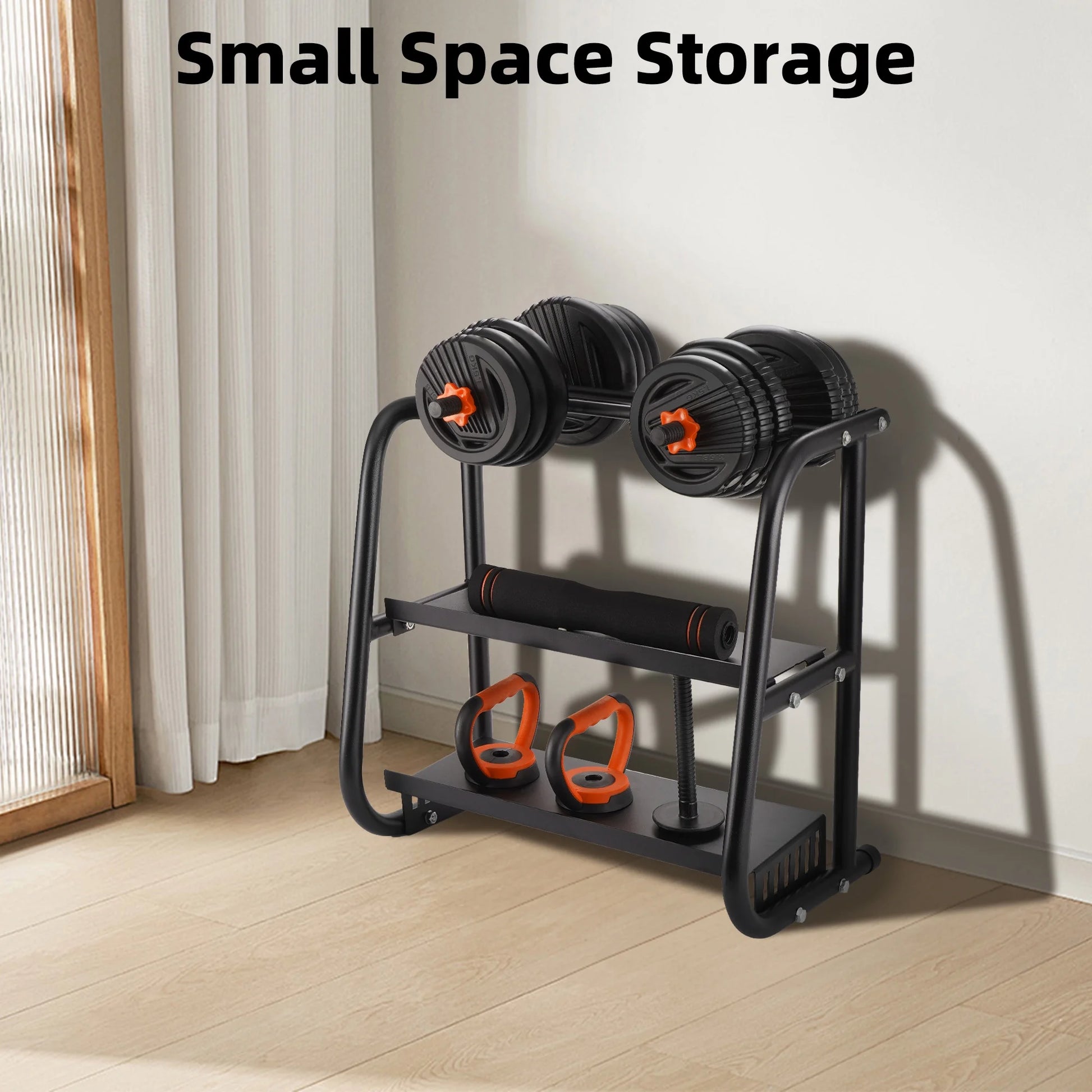 Adjustable 55 lb Dumbbell Set in Black and Orange