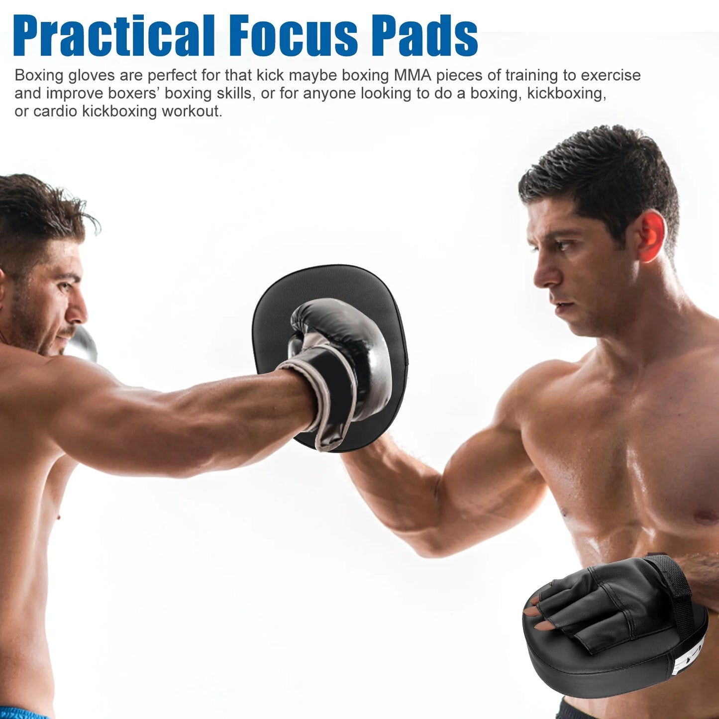 2-Piece Boxing Mitts - PU Leather MMA Punching and Kicking Training Hand Pads, Perfect for Karate, Muay Thai, and Sparring