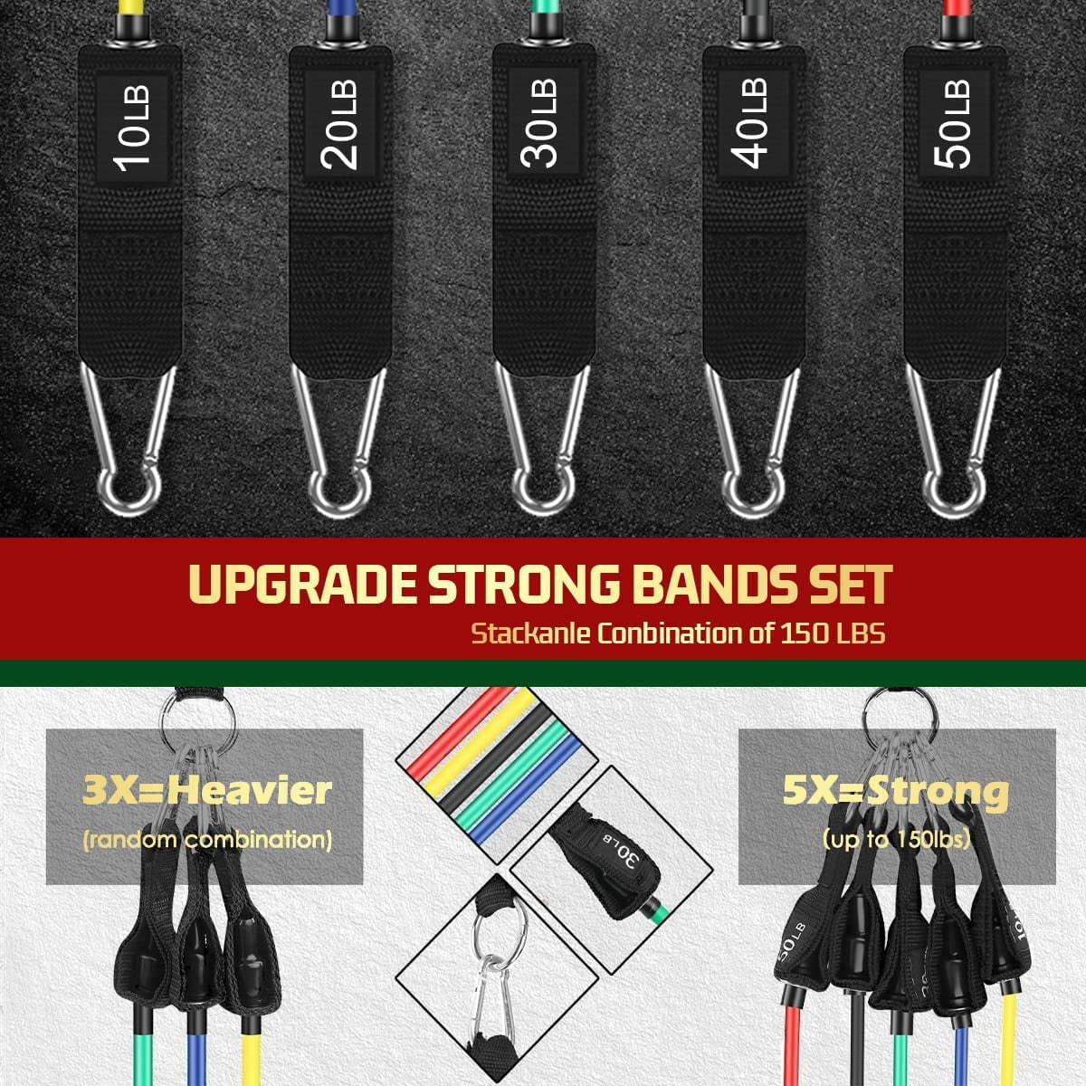 Professional Resistance Bands for Strength Training - Exercise Bands with Handles for Home Workouts for Men and Women