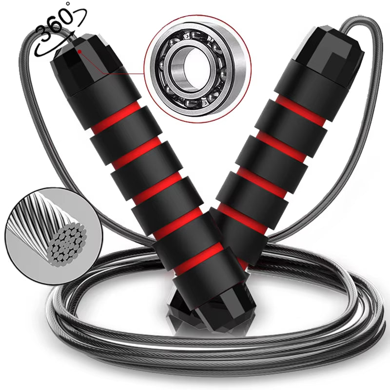 Adjustable Tangle-Free Speed Jump Rope with Ball Bearings and Foam Handles for Home Fitness and Body Slimming Workouts