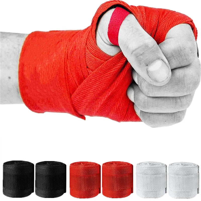 2 Rolls of 2.5M Cotton Boxing Bandages for MMA and Sanda Competition Gloves