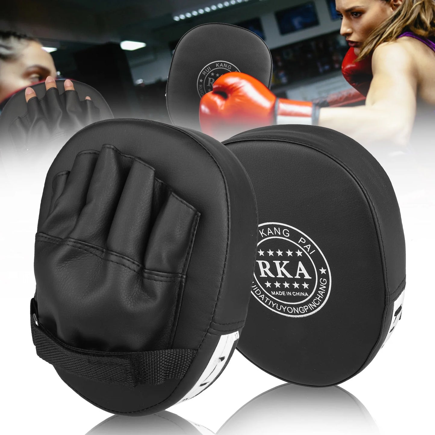 2-Piece Boxing Mitts - PU Leather MMA Punching and Kicking Training Hand Pads, Perfect for Karate, Muay Thai, and Sparring