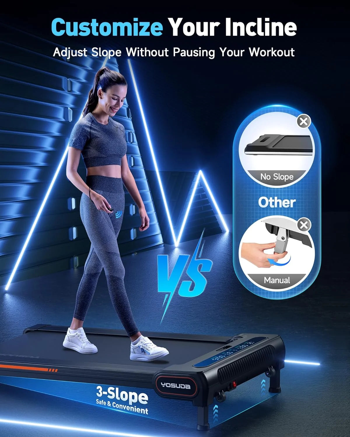 Electric Walking Desk Treadmill, Black, 350 lb Capacity