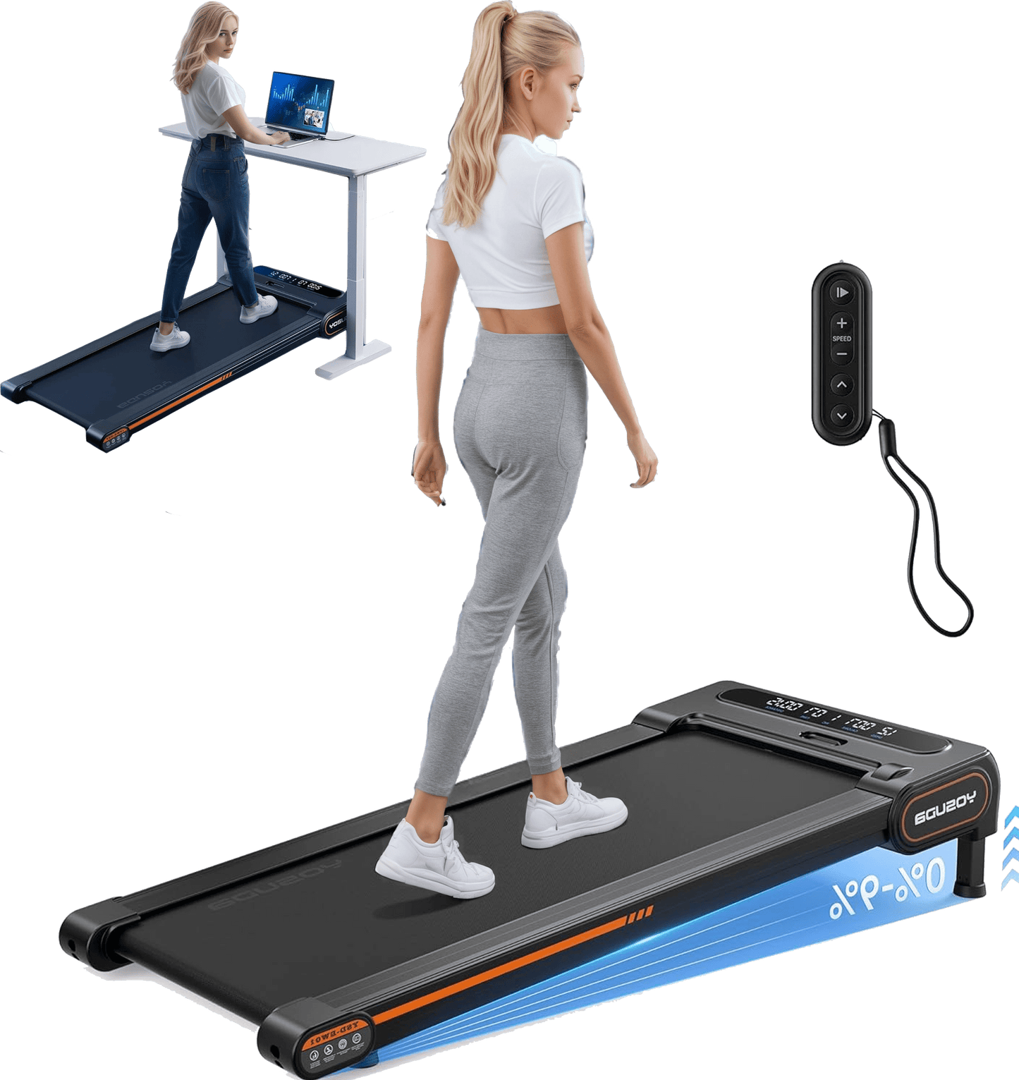 Electric Walking Desk Treadmill, Black, 350 lb Capacity