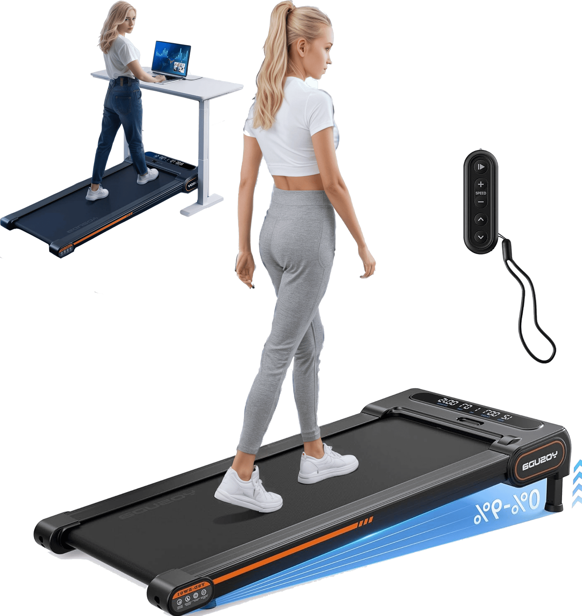 Electric Walking Desk Treadmill, Black, 350 lb Capacity