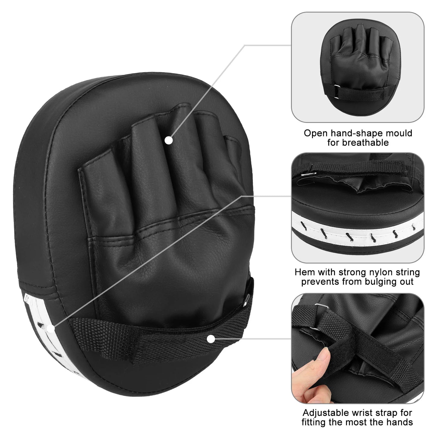 2-Piece Boxing Mitts - PU Leather MMA Punching and Kicking Training Hand Pads, Perfect for Karate, Muay Thai, and Sparring