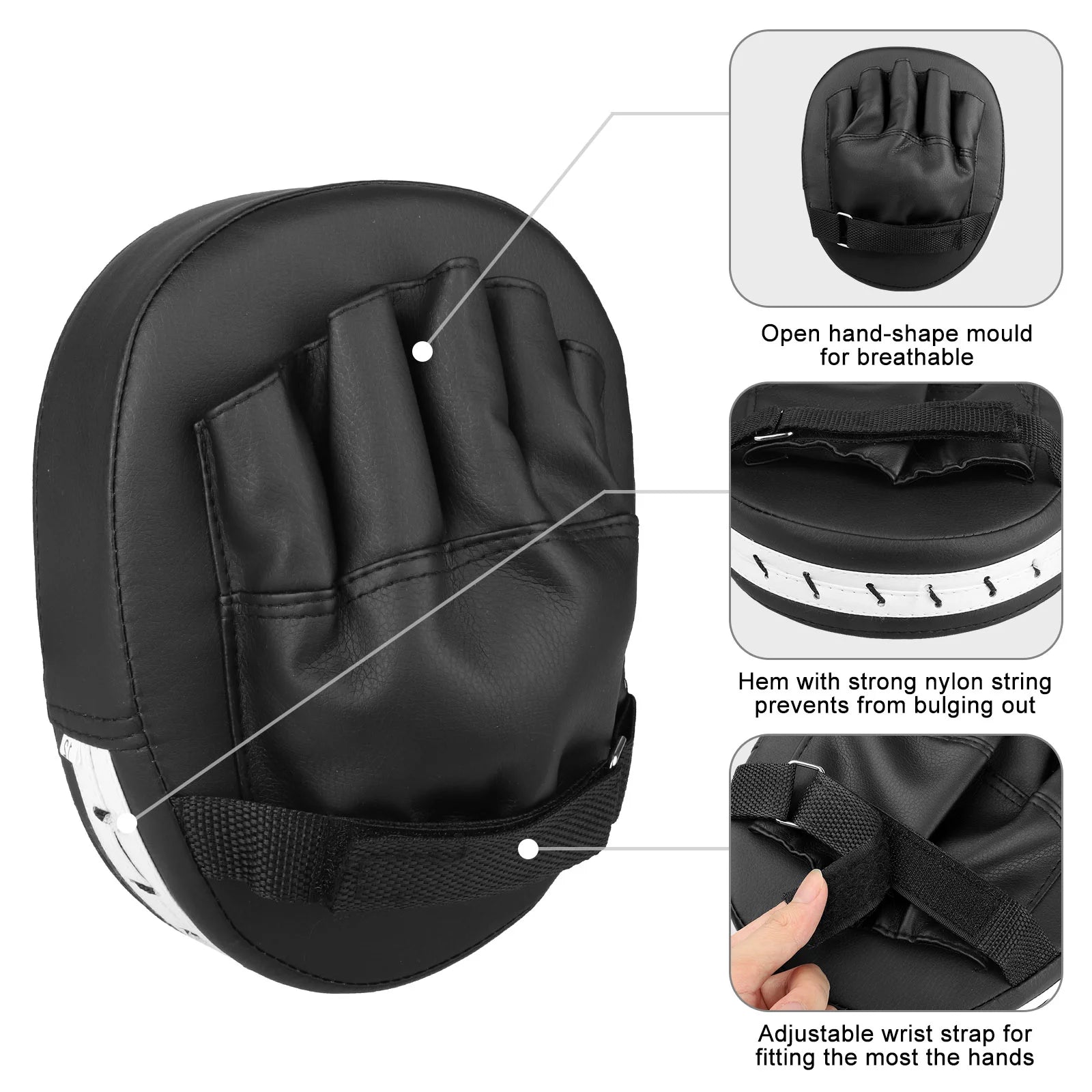 2-Piece Boxing Mitts - PU Leather MMA Punching and Kicking Training Hand Pads, Perfect for Karate, Muay Thai, and Sparring