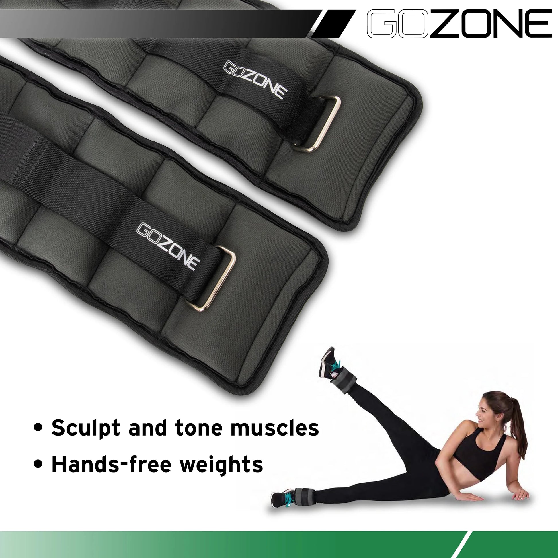 Adjustable 2 lbs Ankle or Wrist Weights for Exercise - Black