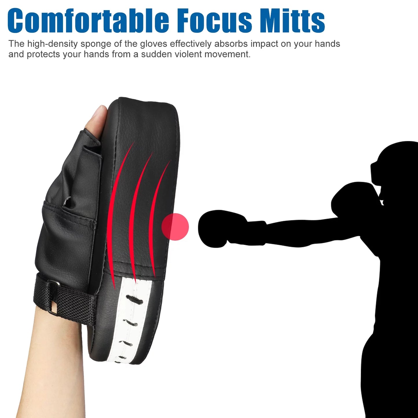 2-Piece Boxing Mitts - PU Leather MMA Punching and Kicking Training Hand Pads, Perfect for Karate, Muay Thai, and Sparring